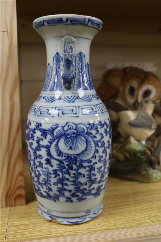 A 19th century Chinese blue and white vase height 25cm